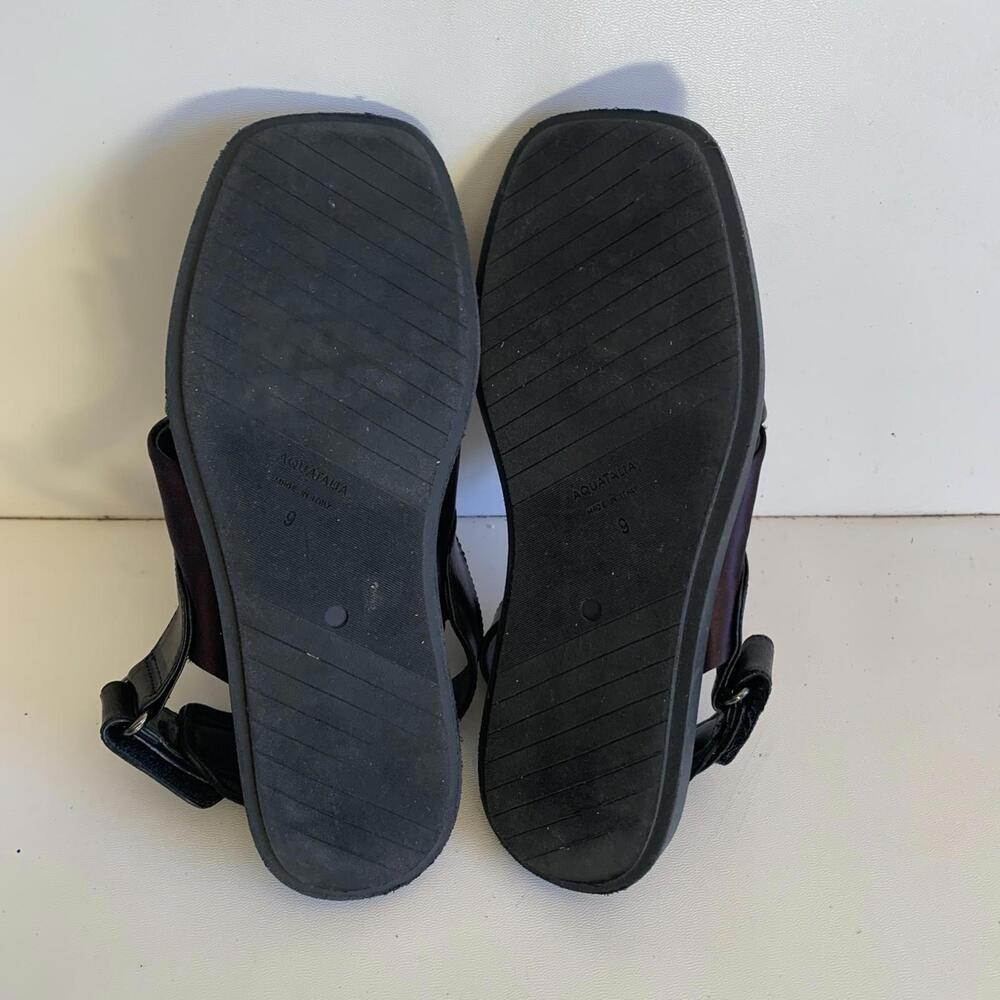 Aquatalia Jolessa Slingback Sandals Flats Purple Satin & Leather -Sz 9 - Picture 8 of 8